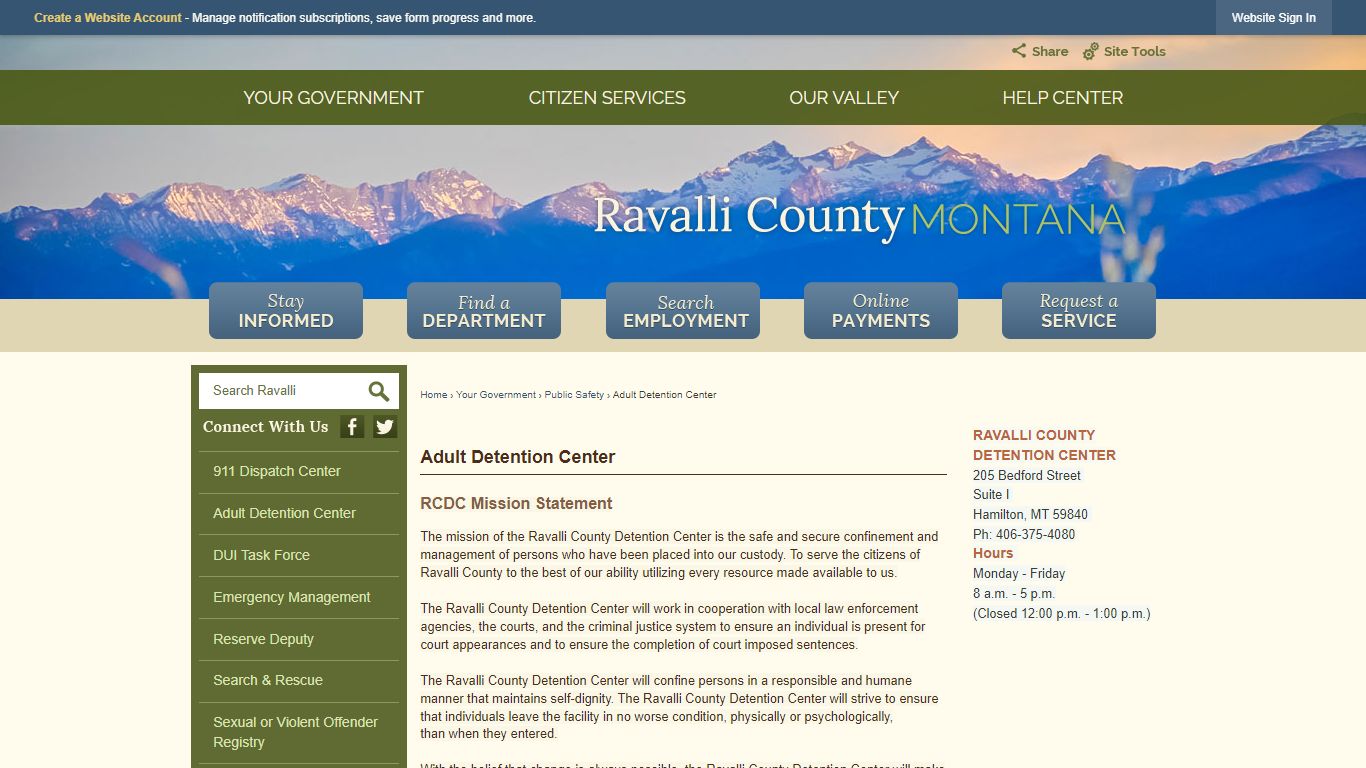 Adult Detention Center | Ravalli County, MT - Official Website