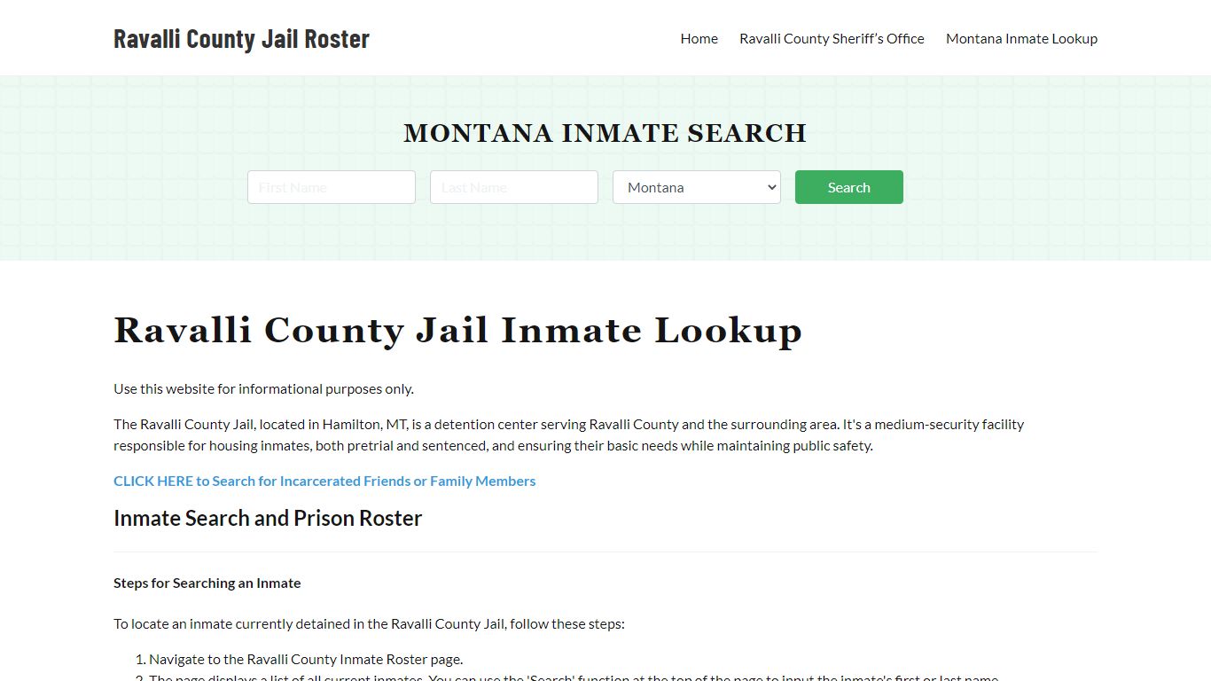 Ravalli County Jail Roster Lookup, MT, Inmate Search